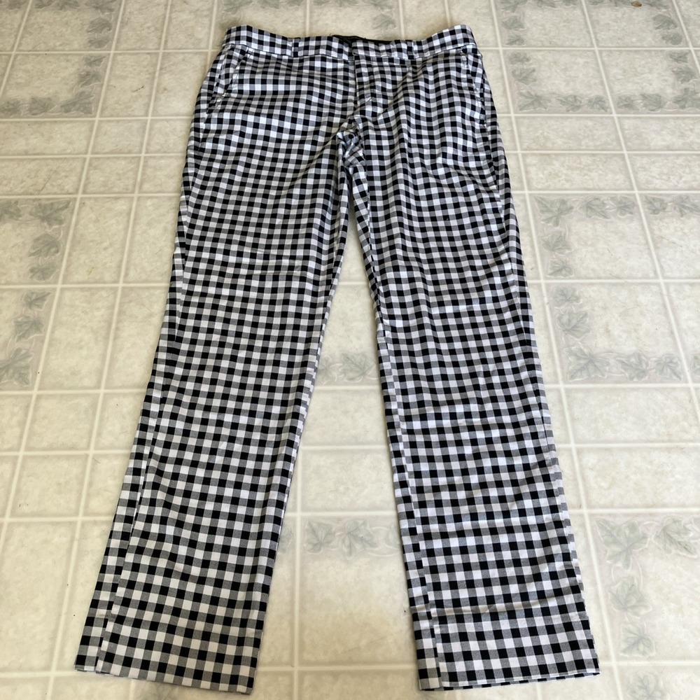 Banana Republic Ryan Fit Dress Pants 4 Black White Gingham Preppy Fall Gorpcore
